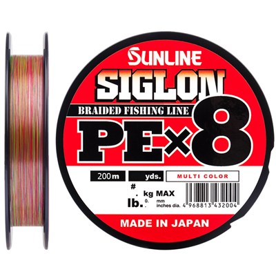 Шнур Sunline SIGLON PE8 200м (Multicolor 5C) #0.8/0.153мм 12lb/6.0кг 63052952