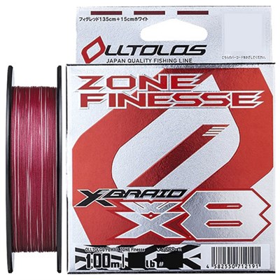 Шнур YGK X-Braid OLLTLOS PE WX8 Zone Finesse 100м #0.8/0.148мм 16lb/7.2кг X03108