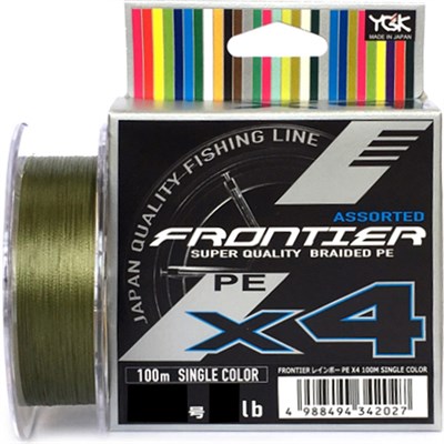 Шнур YGK FRONTIER ASSORTED X4 100м (болотный) #2.5/0.260мм 25lb/11.3кг 342072251