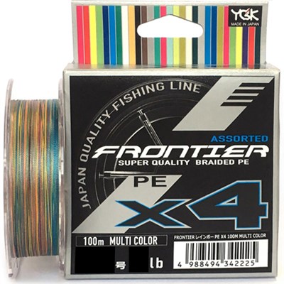 Шнур YGK FRONTIER ASSORTED X4 100м (мультиколор) #0.6/0.128мм 6lb/2.7кг 342218