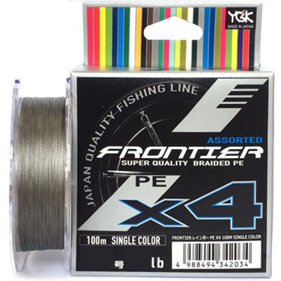 Шнур YGK FRONTIER ASSORTED X4 100м (серый) #2.0/0.235мм 20lb/9.0кг 342072211