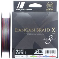 Шнур Major Craft Dangan Braid X DBX8-200MC #0.8/0.10мм 16lb/7.2кг DBX8-200/0.8MC
